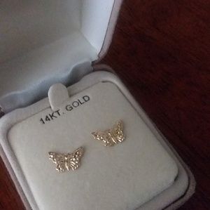 Dainty 14k gold butterfly earrings